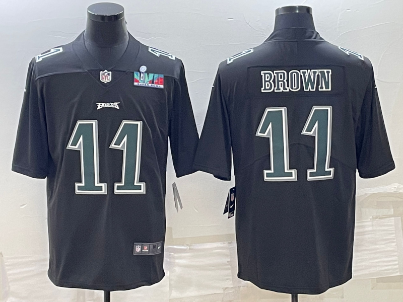 Philadelphia Eagles #11 A.J. Brown Black Green Super Bowl LVII Patch Vapor Untouchable Limited Stitched Jersey - Zenithce