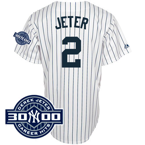 Yankees #2 Derek Jeter White With W 3000 Hits Patch(Have Name On Back) Stitched Jersey - Zenithce