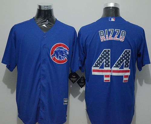 Cubs #44 Anthony Rizzo Blue USA Flag Fashion Stitched Jersey - Zenithce