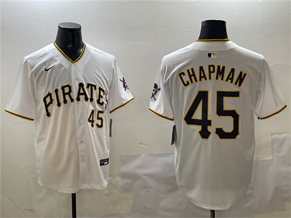 Pittsburgh Pirates #45 Aroldis Chapman White Home Limited Stitched Jersey - Zenithce