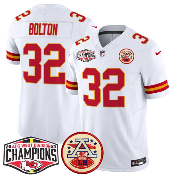 Kansas City Chiefs #32 Nick Bolton White F.U.S.E. 2024 AFC West Division Champions Vapor Limited Stitched Jersey - Zenithce