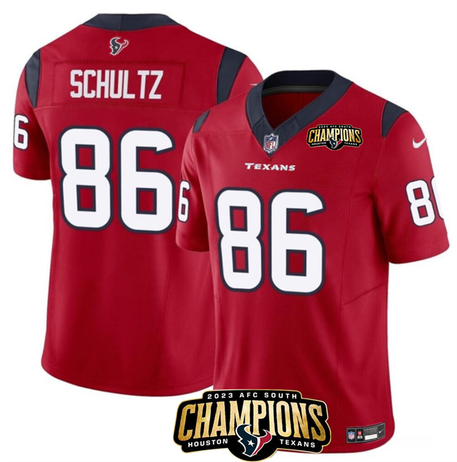 Houston Texans #86 Dalton Schultz Red 2023 F.U.S.E. AFC South Champions Patch Vapor Untouchable Limited Stitched Jersey - Zenithce