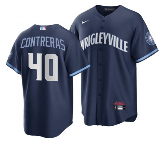 Chicago Cubs #40 Willson Contreras Navy City Connect Stitched Jersey - Zenithce