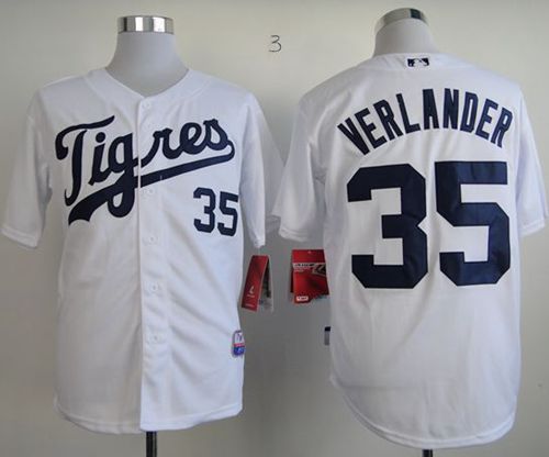 Tigers #35 Justin Verlander White Home 