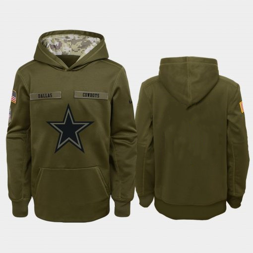 Youth Dallas Cowboys Olive Salute To Service Therma Pullover Hoodie - Zenithce