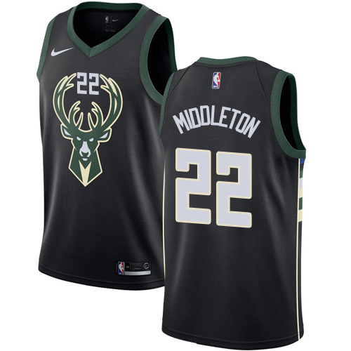 Bucks #22 Khris Middleton Black Swingman Statement Edition Jersey - Zenithce