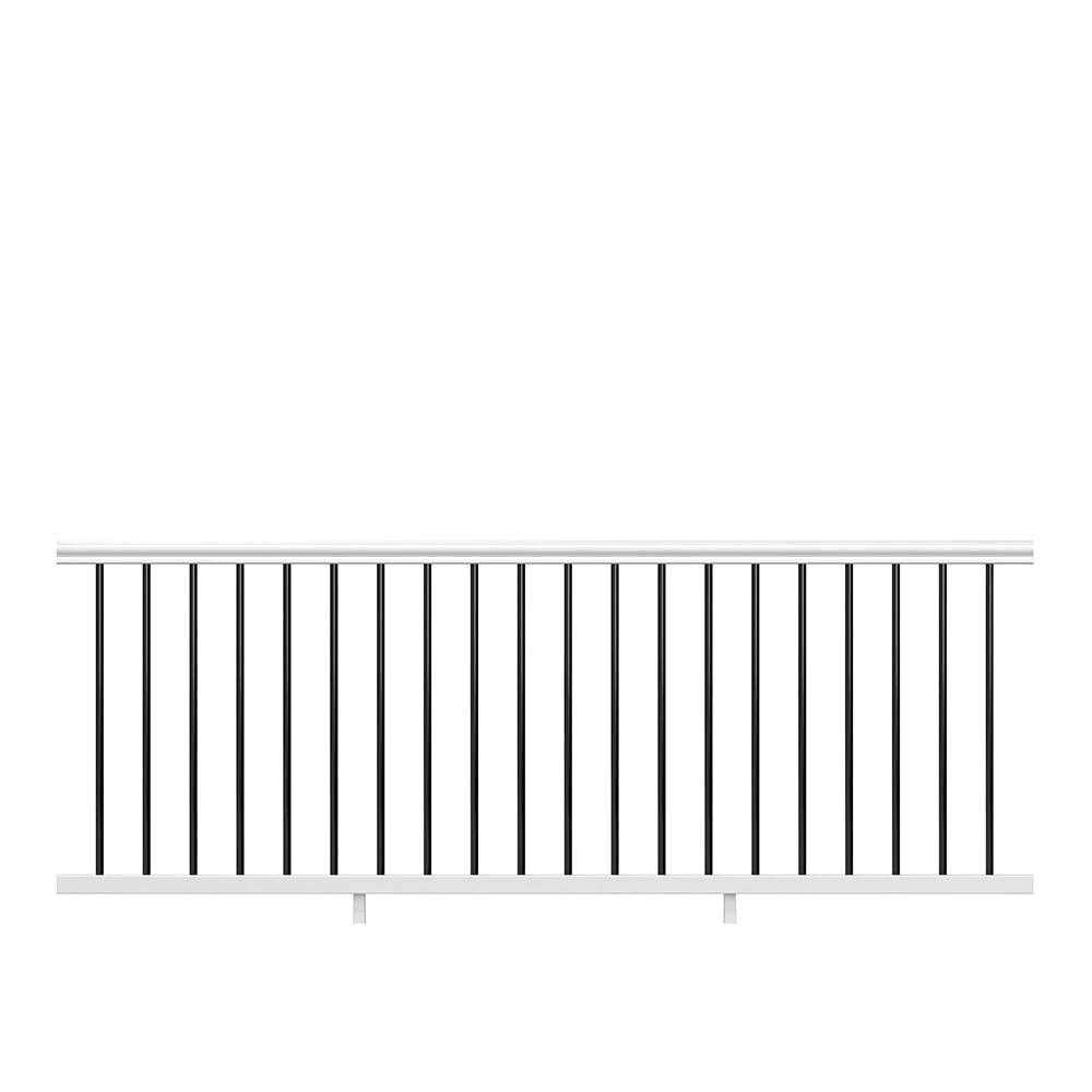 Veranda Traditional 36 in. White PolyComposite Rail Kit with Black Metal Balusters - Zenithce