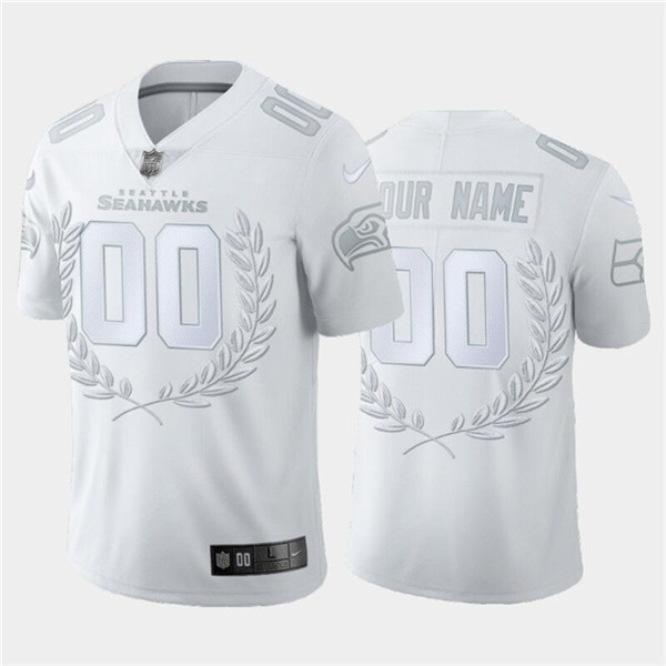 Seattle Seahawks Customized White MVP Stitched Limited Jersey - Zenithce