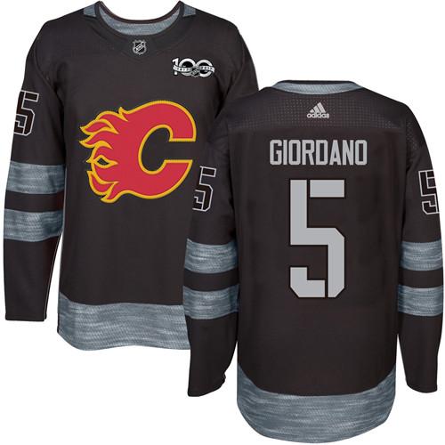 Flames #5 Mark Giordano Black 1917-2017 100th Anniversary Stitched Jersey - Zenithce