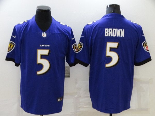 Baltimore Ravens #5 Marquise Brown Purple Stitched Football Jersey - Zenithce