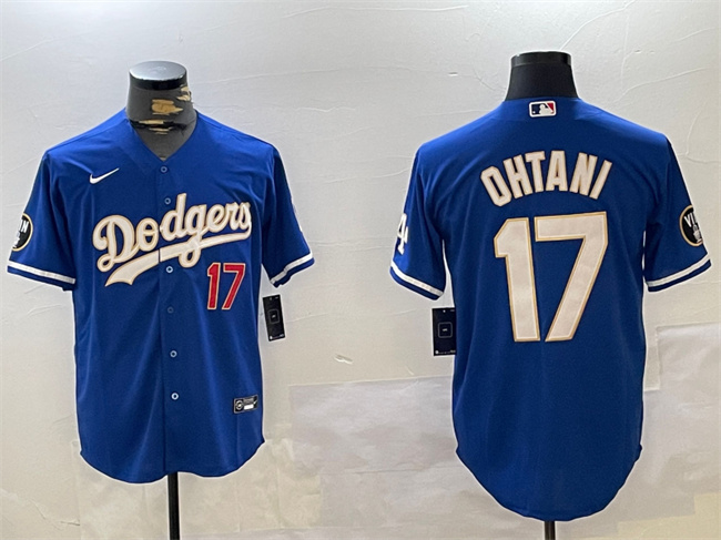 Los Angeles Dodgers #17 Shohei Ohtani Blue Vin Patch Cool Base Stitched Jersey - Zenithce