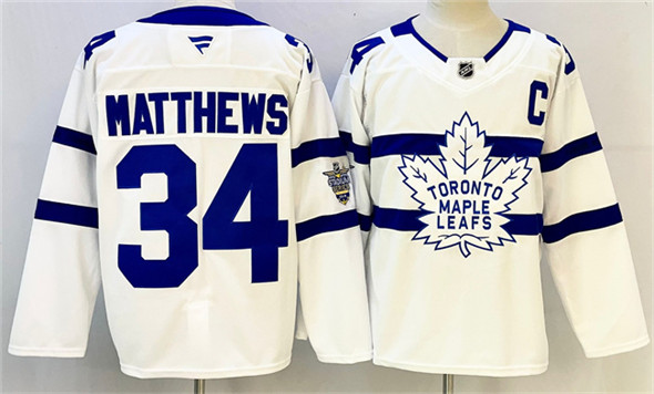 Toronto Maple Leafs #34 Auston Matthews White With C Patch Stadium Series Stitched Jersey - Zenithce