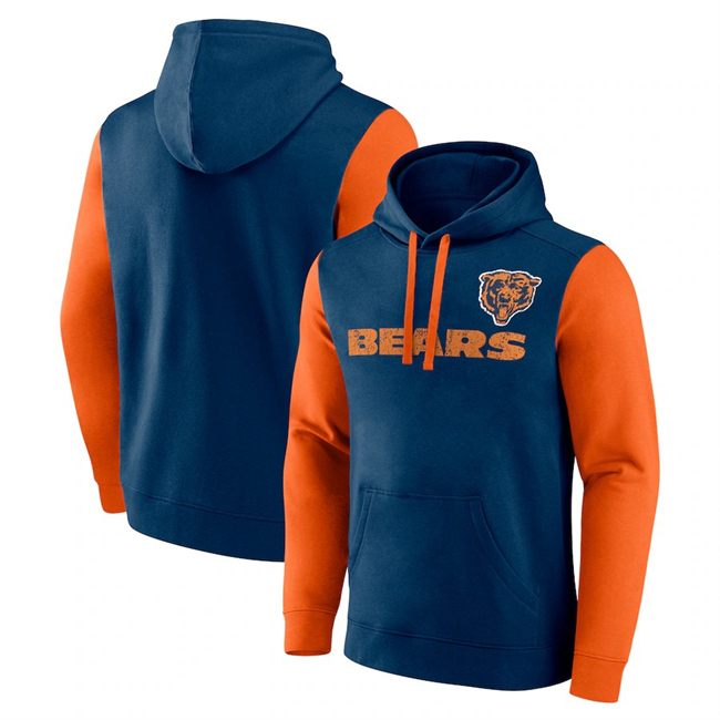 Chicago Bears Navy Orange Fleece Pullover Hoodie - Zenithce