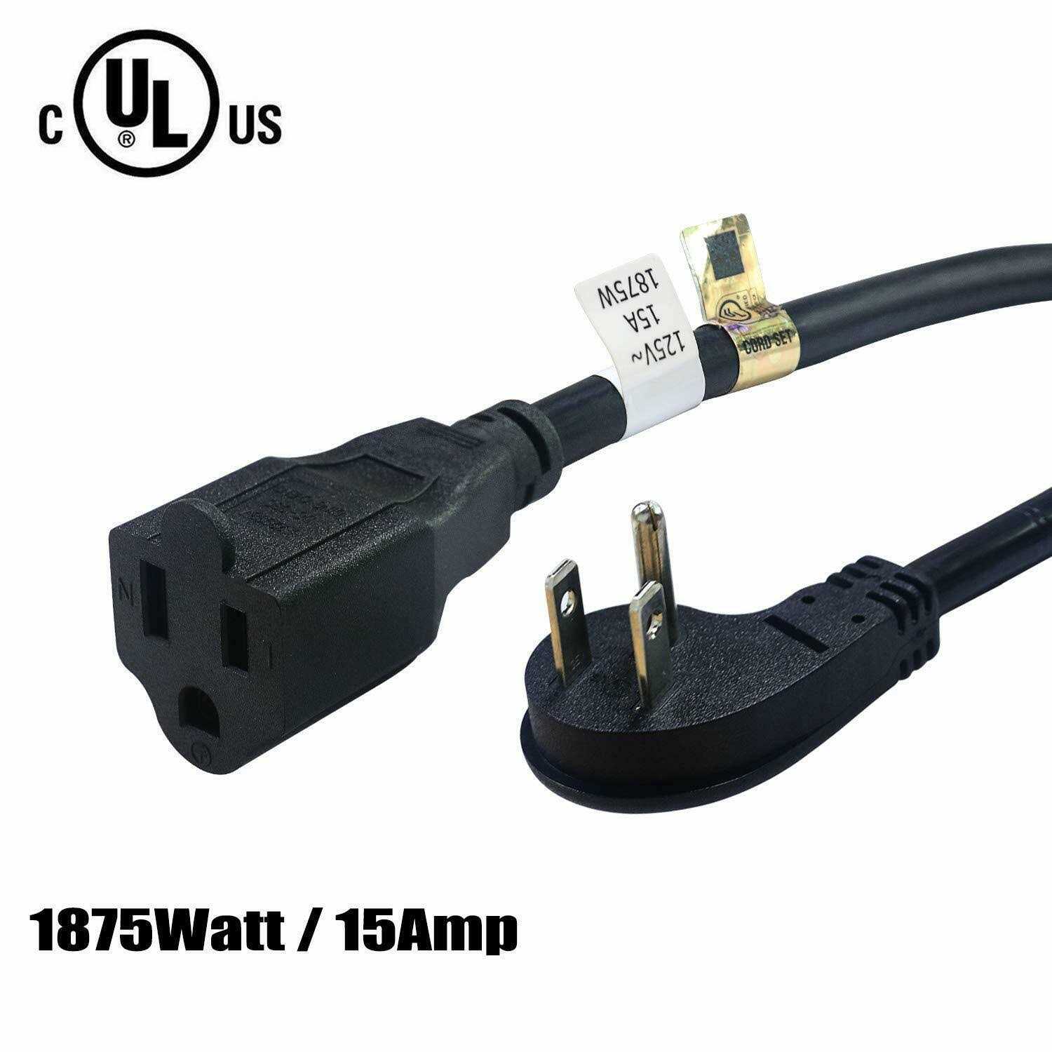firmerst 1875W Flat Plug Extension Cord Black 2 feet - Zenithce