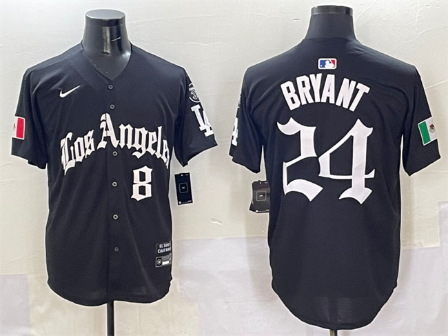 Los Angeles Dodgers Front #8 Back #24 Kobe Bryant Black Mexico 2025 LA Gothic Style With Fernando Patch Vapor Premier Limited Stitched Jersey - Zenithce