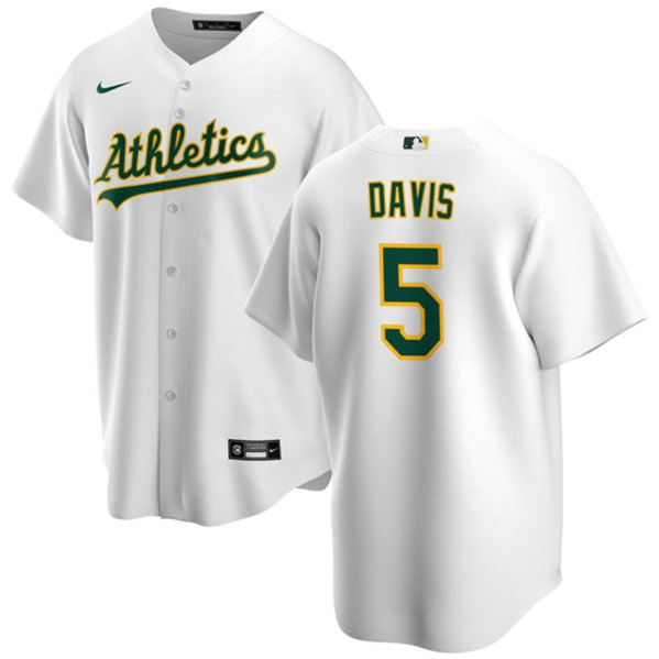 Oakland Athletics #5 J.D. Davis White Cool Base Stitched Jersey - Zenithce