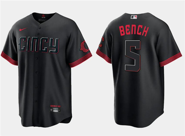Cincinnati Reds #5 Johnny Bench Black 2023 City Connect Cool Base Stitched Jersey - Zenithce