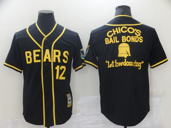 Chico's Bail Bonds Bad News Bears #12 Black Stitched Jersey - Zenithce