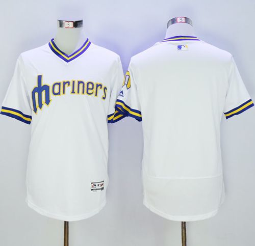 Mariners Blank White Flexbase Authentic Collection Cooperstown Stitched Jersey - Zenithce