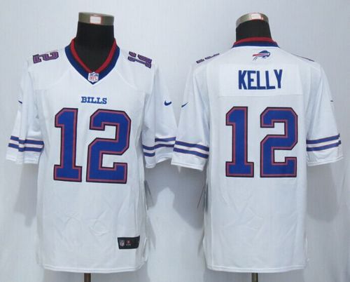 Bills #12 Jim Kelly White Stitched Limited Nike Jersey - Zenithce