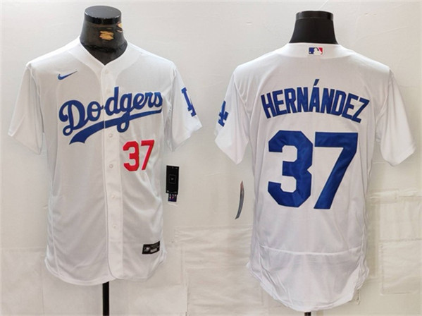 Los Angeles Dodgers #37 Teoscar Hernández White Flex Base Stitched Jersey - Zenithce