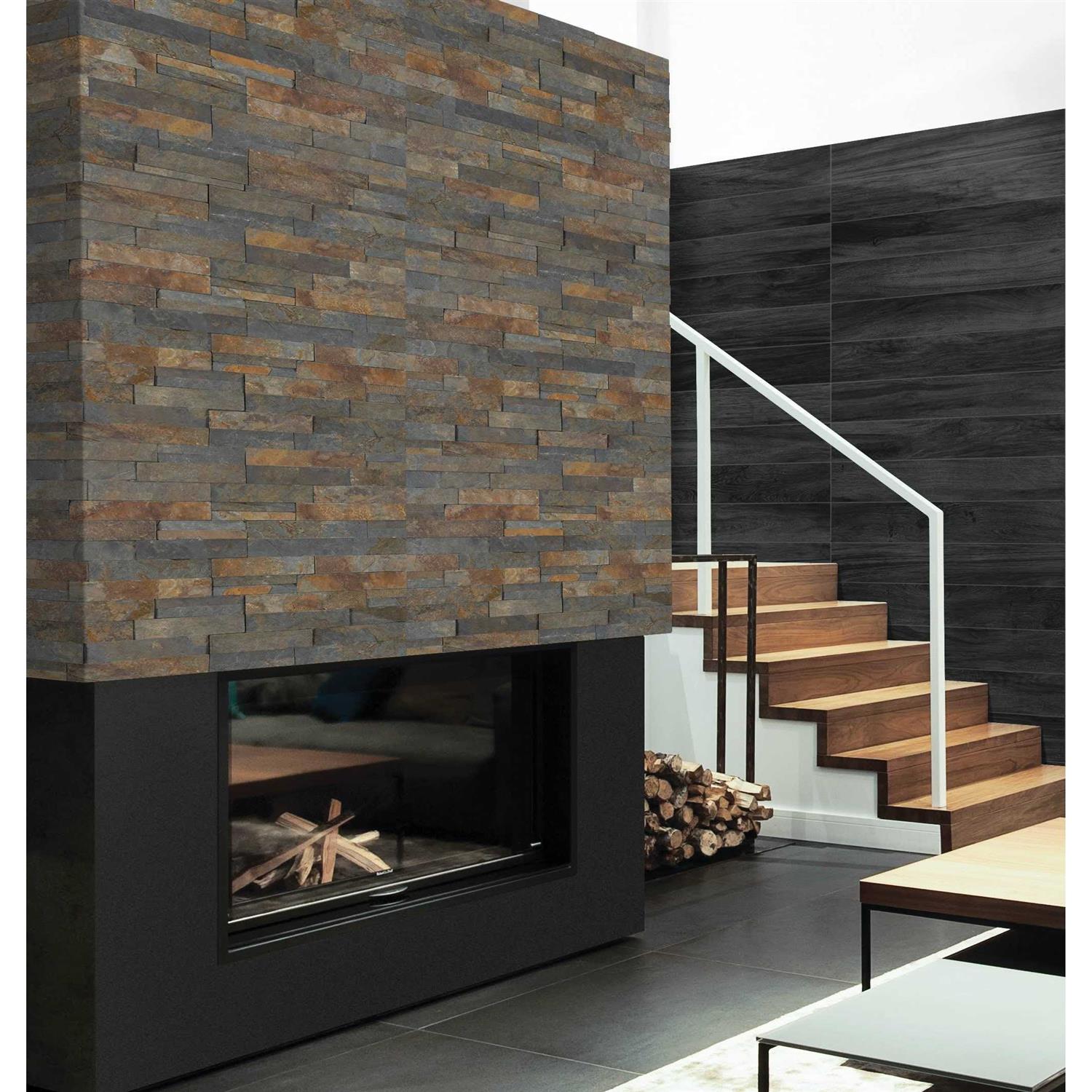 Satori Oxide Ledgestone 6-in x 18-in Natural Stone Slate Stone Look Wall Tile 1001-0116-1 - Zenithce