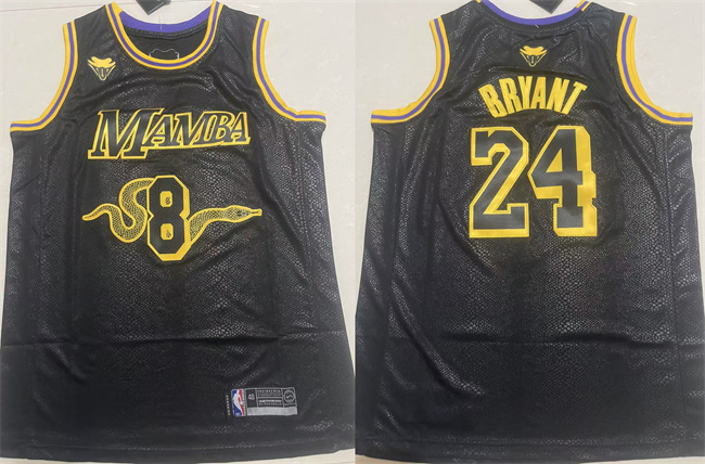 Los Angeles Lakers Front #8 Back #24 Kobe Bryant Black Stitched Jersey - Zenithce