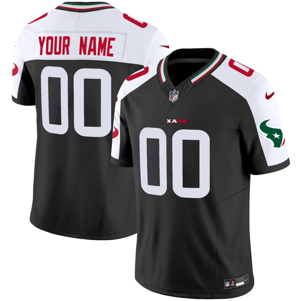 Houston Texans Custom Black White Mexico Vapor Limited Stitched Jersey - Zenithce