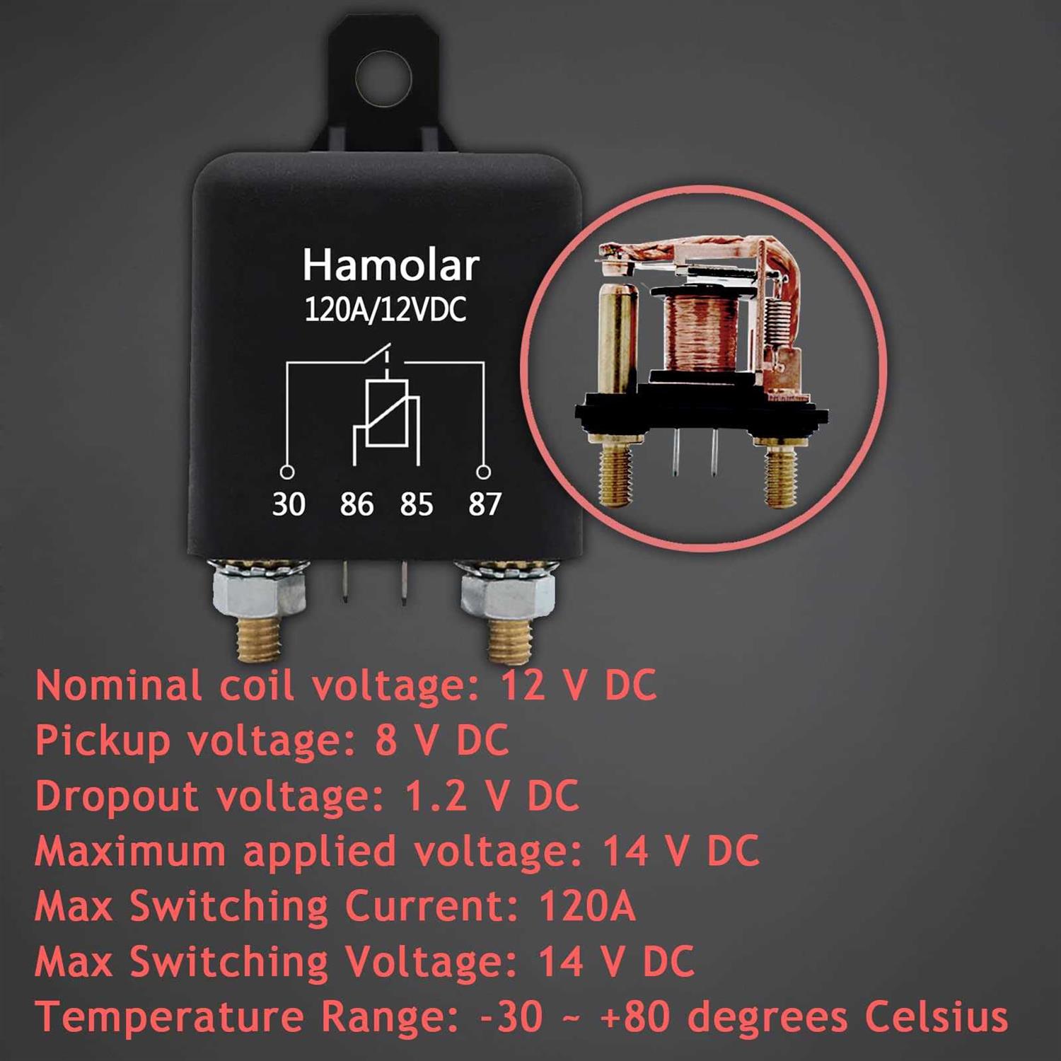 Hamolar 2 Pack 12v Continuous Duty Relay Switch Car Starter Heavy Duty Split Charge 4 Terminal Spst Relays for Truck Boat Marine - Zenithce