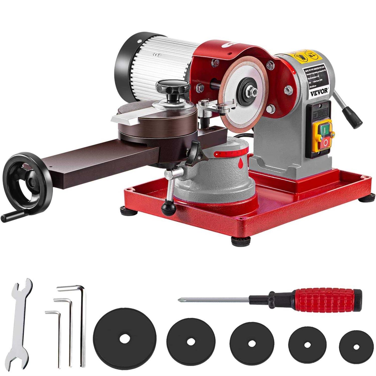 VEVOR Circular Saw Blade Sharpener 370W Bench Grinder w/ 5 Grinding Wheel - Zenithce