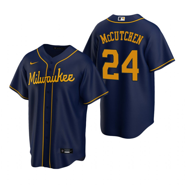 Milwaukee Brewers #24 Andrew McCutchen Navy Cool Base Stitched Jersey - Zenithce