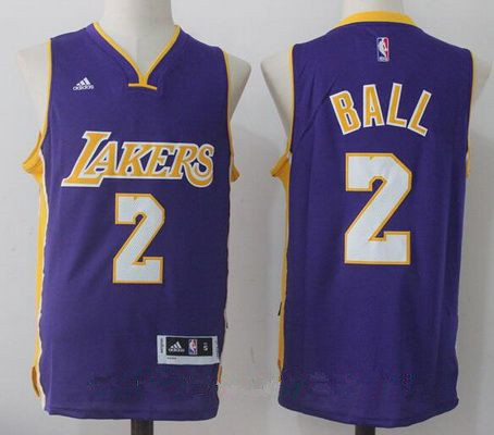 2017 Draft Los Angeles Lakers #2 Lonzo Ball Purple Stitched adidas Revolution 30 Swingman Jersey - Zenithce