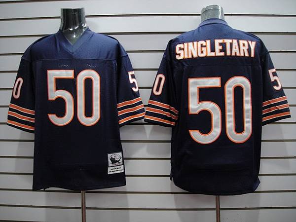 Mitchell Ness Bears #50 Mike Singletary Blue With Small Number Stitched Throwback Jersey - Zenithce