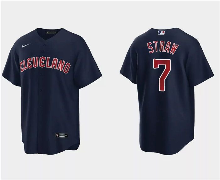 Cleveland Guardians #7 Myles Straw Navy Cool Base Stitched Jersey - Zenithce