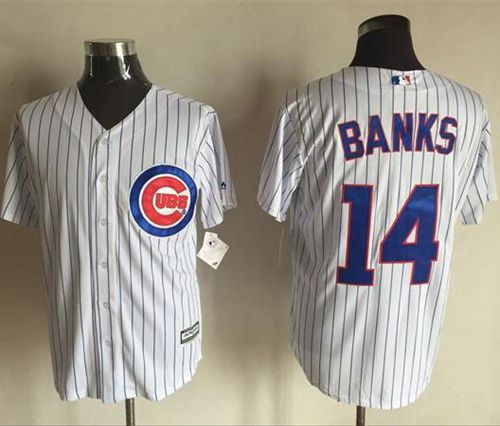 Cubs #14 Ernie Banks White Strip New Cool Base Stitched Jersey - Zenithce
