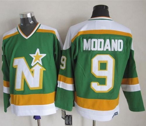 Stars #9 Mike Modano Stitched Green CCM Throwback Jersey - Zenithce