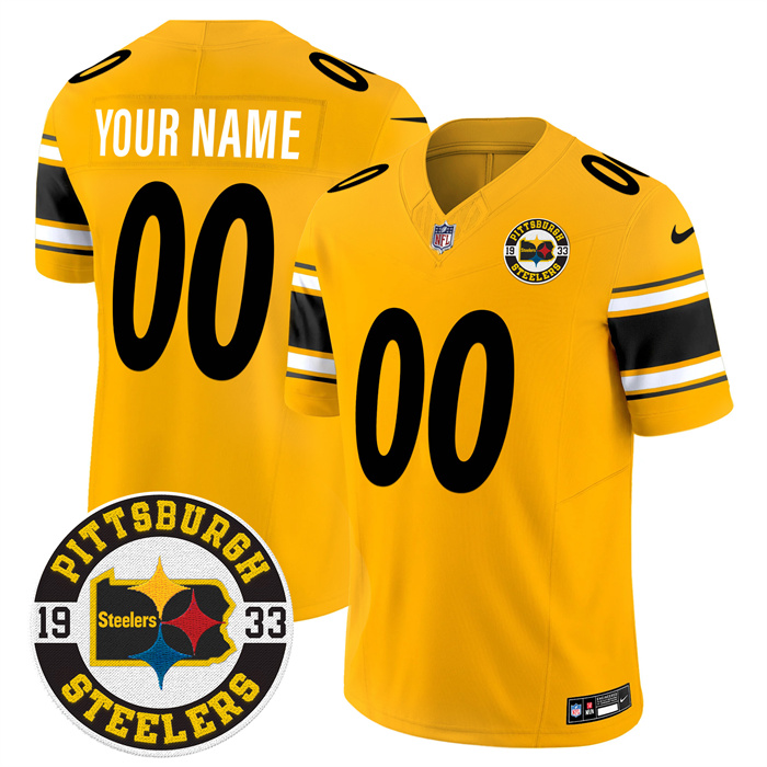 Mens Pittsburgh Steelers Throwback 1933 Patch yellow Vapor Limited All Stitched Jersey - Zenithce