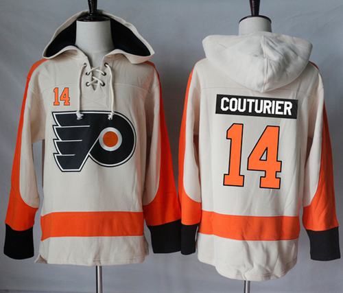 Flyers #14 Sean Couturier Cream Sawyer Hooded Sweatshirt Stitched Jersey - Zenithce