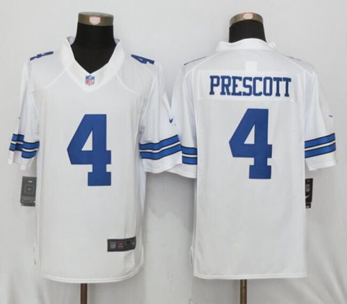 Cowboys #4 Dak Prescott White Stitched Limited Nike Jersey - Zenithce