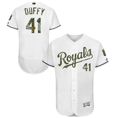 Royals #41 Danny Duffy White Flexbase Authentic Collection 2016 Memorial Day Stitched Jersey - Zenithce
