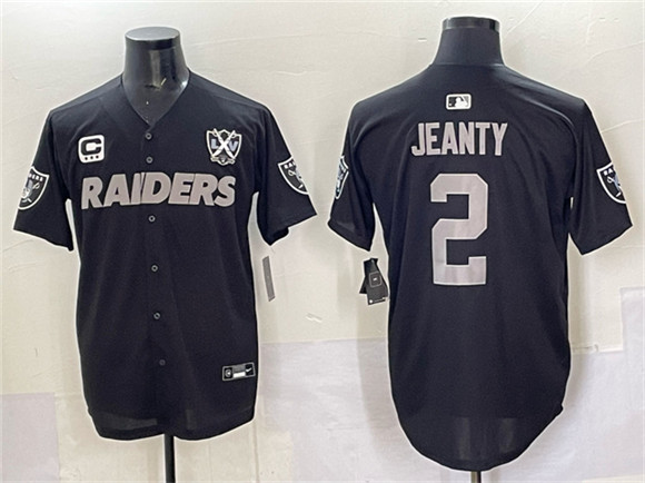 Las Vegas Raiders #2 Ashton Jeanty Black With Nevada Silver Stat Patch And 65th Anniversary Patch 3-Star C Patch Stitched Jersey - Zenithce