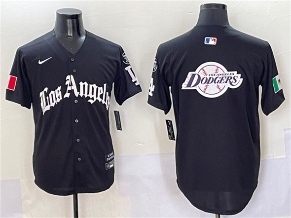 Los Angeles Dodgers Team Big Logo Black Mexico 2025 LA Gothic Style With Fernando Patch Vapor Premier Limited Stitched Jersey - Zenithce