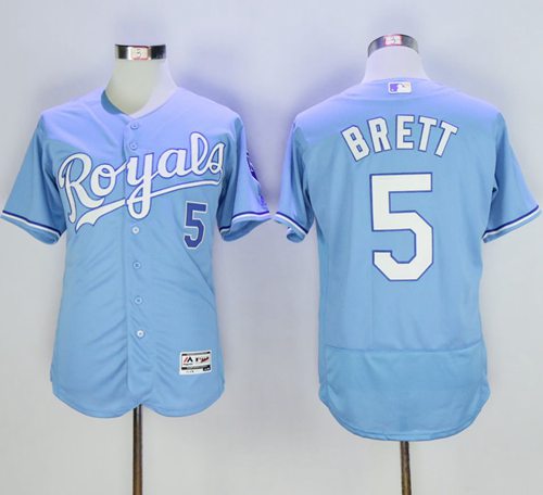 Royals #5 George Brett Light Blue Flexbase Authentic Collection Stitched Jersey - Zenithce