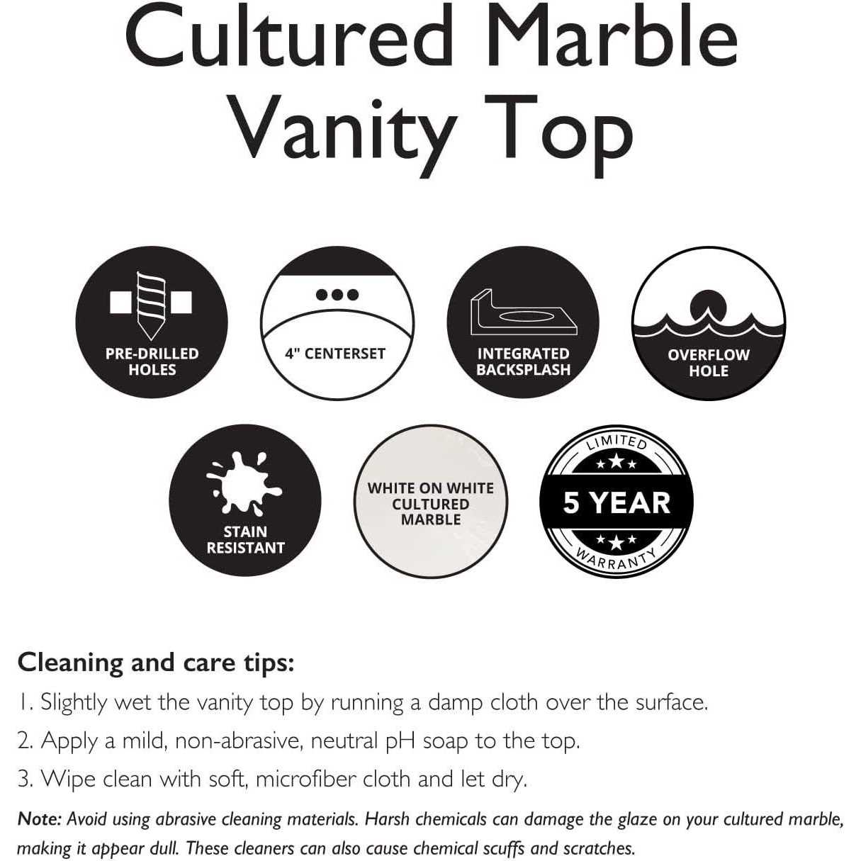 Design House 586206 Cultured Marble Vanity Top 37×19 - Zenithce
