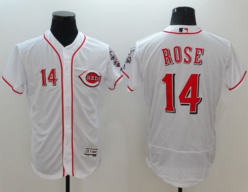 Reds #14 Pete Rose White Flexbase Authentic Collection Stitched Jersey - Zenithce