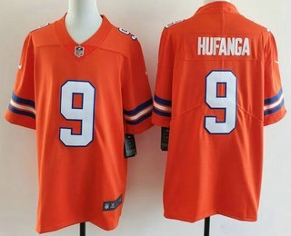 Denver Broncos #9 Talanoa Hufanga Limited Orange Throwback Vapor Jersey - Zenithce
