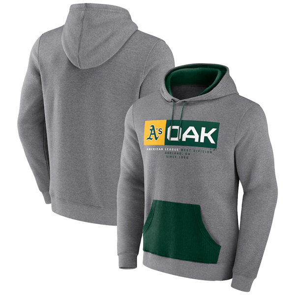 Oakland Athletics Heathered Gray Iconic Steppin Up Fleece Pullover Hoodie - Zenithce