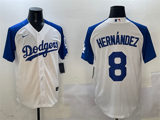 Los Angeles Dodgers #8 Enrique Hernández White Blue Cool Base Stitched Jersey - Zenithce