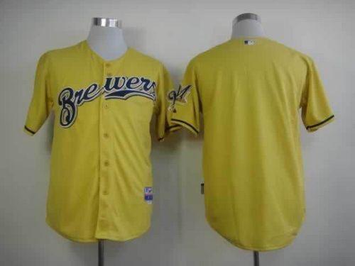 Brewers Blank Yellow Alternate Cool Base Stitched Jersey - Zenithce