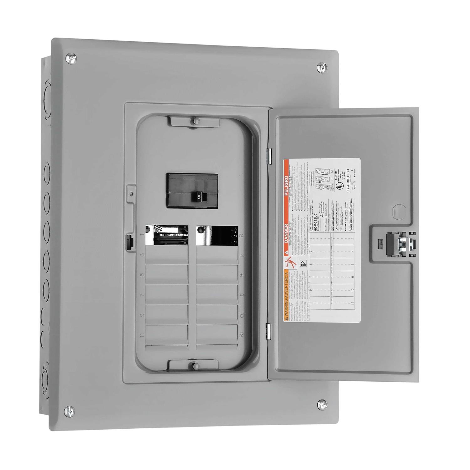 Square D HOM1224L125PRB Homeline 125-Amp 12-Space 24-Circuit Outdoor Main Lugs Load Center with Cover - Zenithce